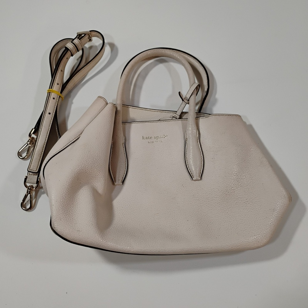 Kate Spade New York White Leather Purse Handbag Satchel with Shoulder Strap